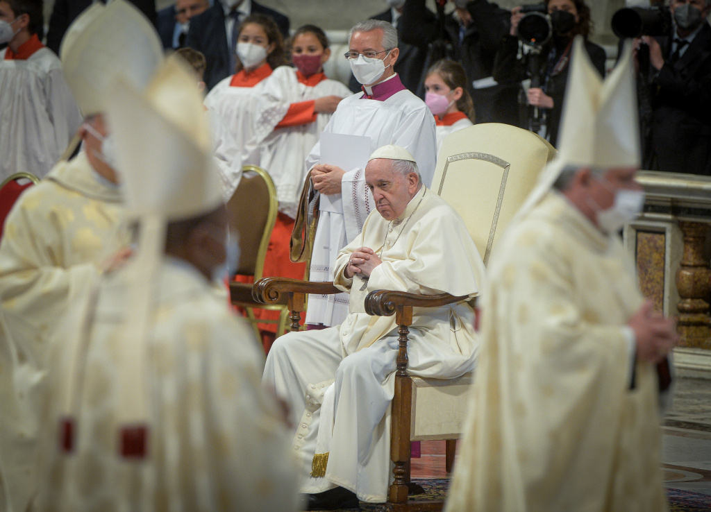 Gottesdienst mit Papst Franziskus am "Sonntag der göttlichen Barmherzigkeit", am 24. April 2022 im Vatikan. (Foto: KNA)
