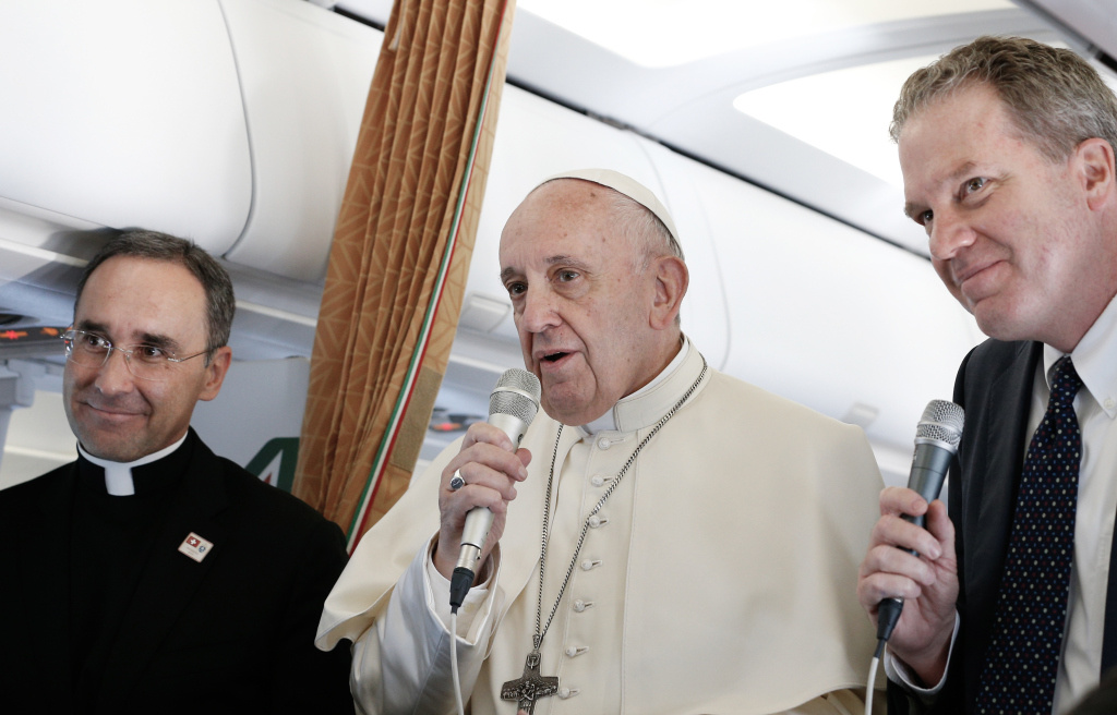 "Fliegenden Pressekonferenz" mit Papst Franziskus. (Foto: KNA)